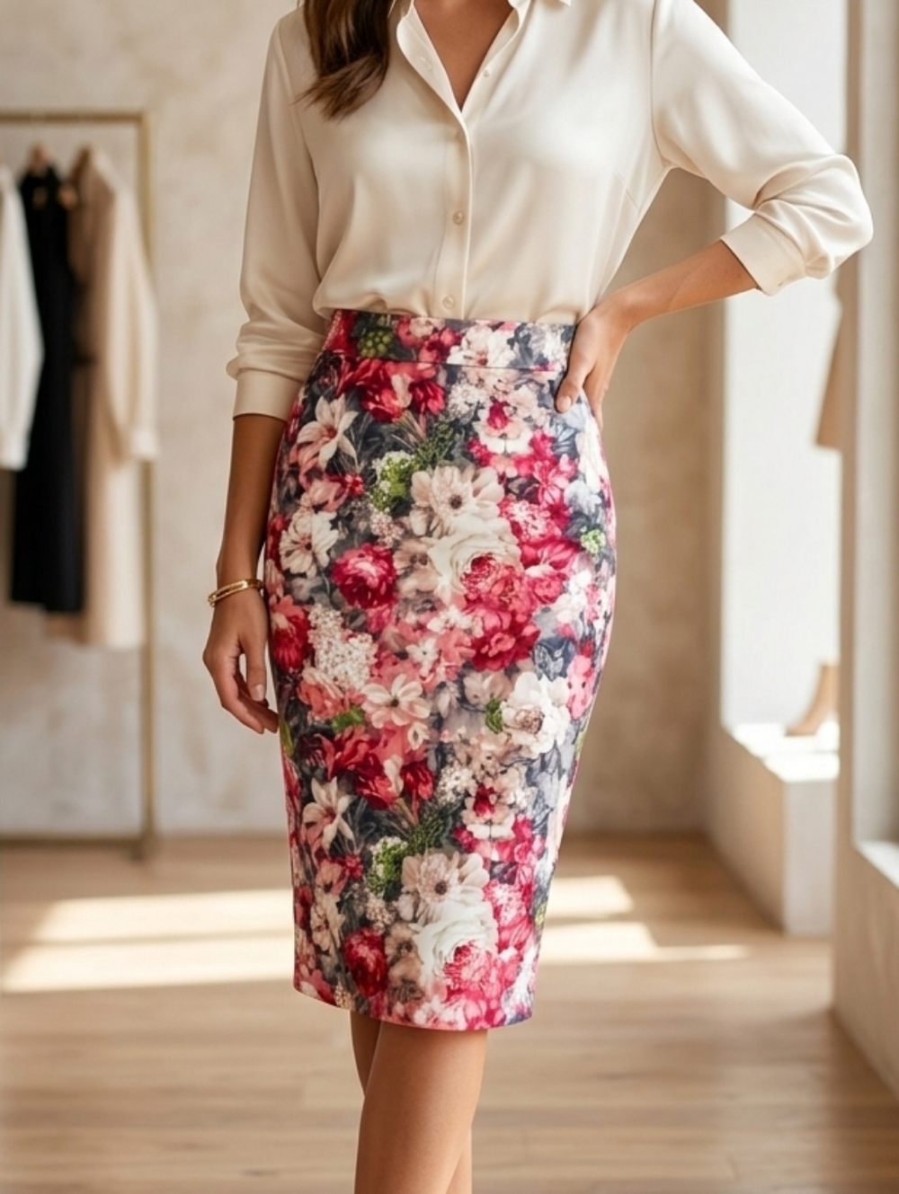 I ❤️ Tyler Madison Floral Pencil Skirt Size XS W 13" L 24"